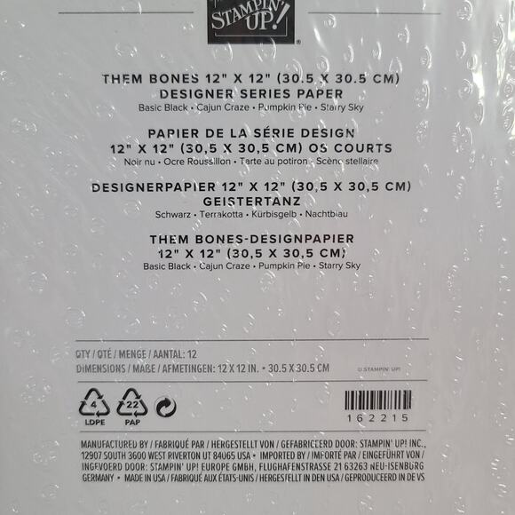 Stampin Up Designer Series Paper 12x12 Them Bones Bundle - Picture 5 of 9